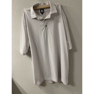 FootJoy Men's Golf Shirt White Diamond Pattern Size XL